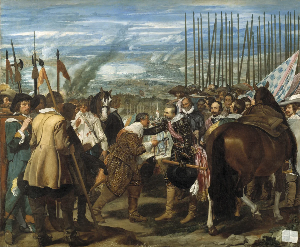 Cuadro de Las Lanzas o La Rendición de Breda por Diego Velázquez con picas y banderas de los Tercios
