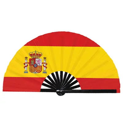 Un abanico con la bandera de España, fabricado con bambú renovable y tela | Abanicos de España