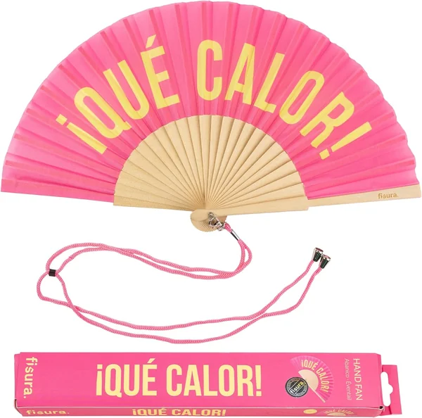 Fisura – Abanico original con mensaje “qué calor”. Abanico de madera moderno y gracioso. Abanic