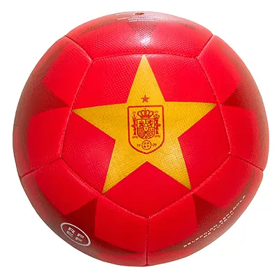 smartketing RFEF - Balón de Fútbol Oficial | Detallado con el Escudo de la Selección Española y la Estrella del Mundial - Color Rojo