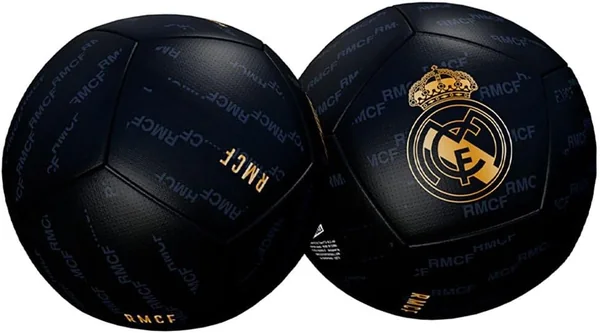 Real Madrid Balón Escudo Dorado Color Negro Brillo Talla 5 Producto Oficial