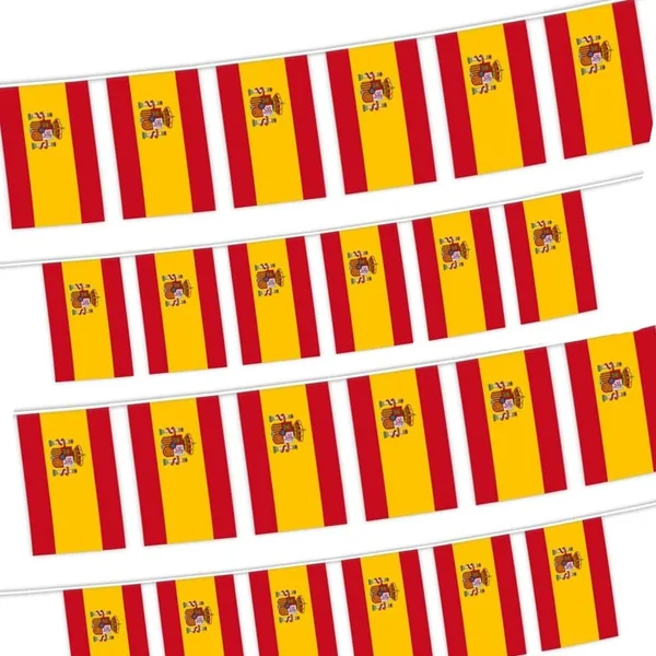 Guirnalda de España 10 Metros con 30 Banderas Anti-UV y Viento Exterior