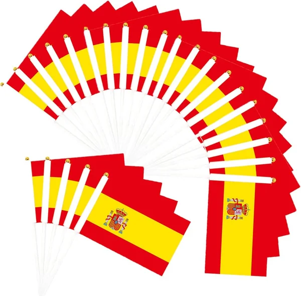 Pack 50 Banderas de Mano de España para Fiestas, Desfiles y Día Nacional