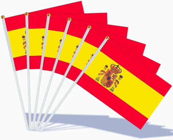 AhfuLife Bandera de Mano España, 15 Piezas Bandera Española Pequeña con 30cm Palo para Decoraci