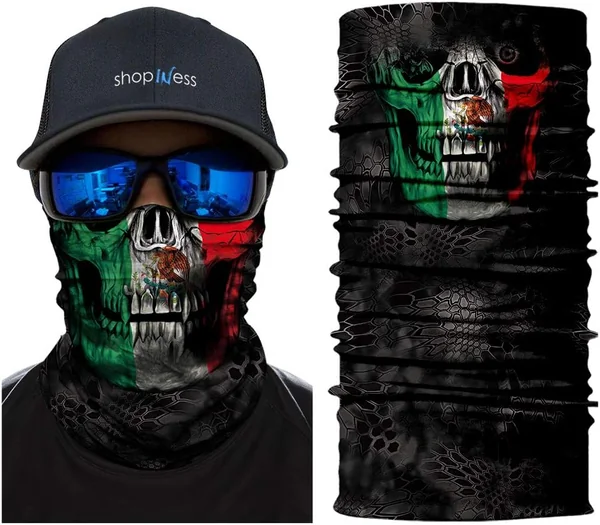 ShopINess Pañuelo bandana Braga Cuello Multifunción Unisex Adulto para Moto Deporte Fiestas Hal