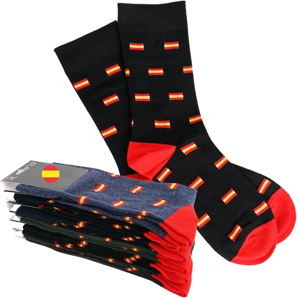 Pack de 6 Calcetines con Bandera de España para Hombre - Calcetines Algodón Transpirables Españ