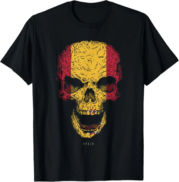 Camiseta Calavera con Bandera de España Cráneo Camiseta