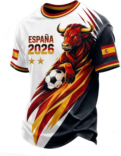 Camisetas Manga Corta Hombre España Mundial 2026, Camiseta Futbol Retro Hombre y Mujer, Diseño 