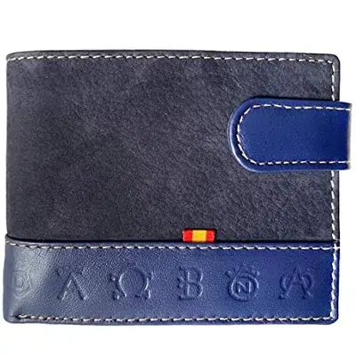 Cartera LEGADO Serraje de Ubrique hecha en piel de toro Billetera (Marino Horizontal con Broche)
