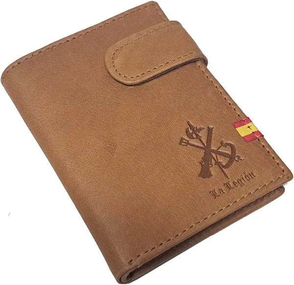 Tiendas LGP - Cartera Billetero Tarjetero Monedero, para Hombre de Color Cuero, La Legión, con 