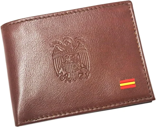 Tiendas LGP - Cartera Billetero Tarjetero Monedero para Hombre de Piel de Vacuno Color Cuero, E