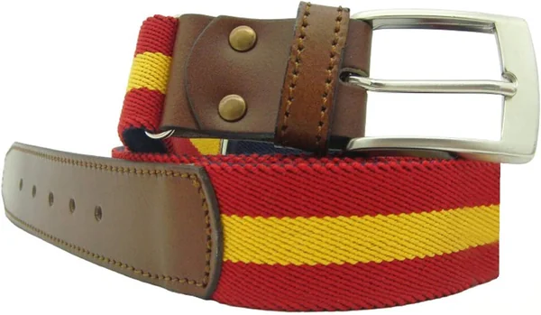LGP – Cinturon Bandera de España de Lona elastica y Piel de Vacuno, extensible, valido para cualquier Talla