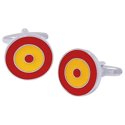 JOSVIL Gemelos para camisa rodio antialérgico con forma de Escarapela España. Gemelos muy elegantes.