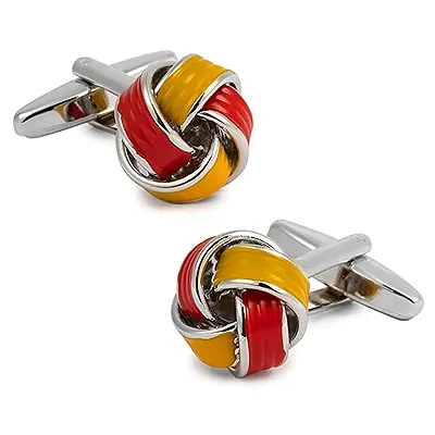 Gemelolandia | Gemelos para Camisa Nudo Esmaltados Rojo y Amarillo - Colores de España