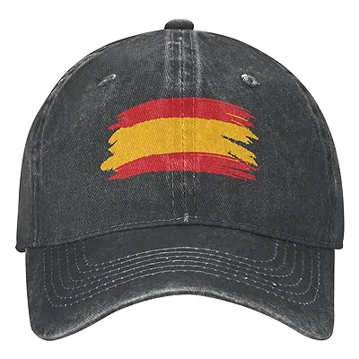 PELNYC Gorra de béisbol de la bandera de la nación española del país de España para hombres negro vintage