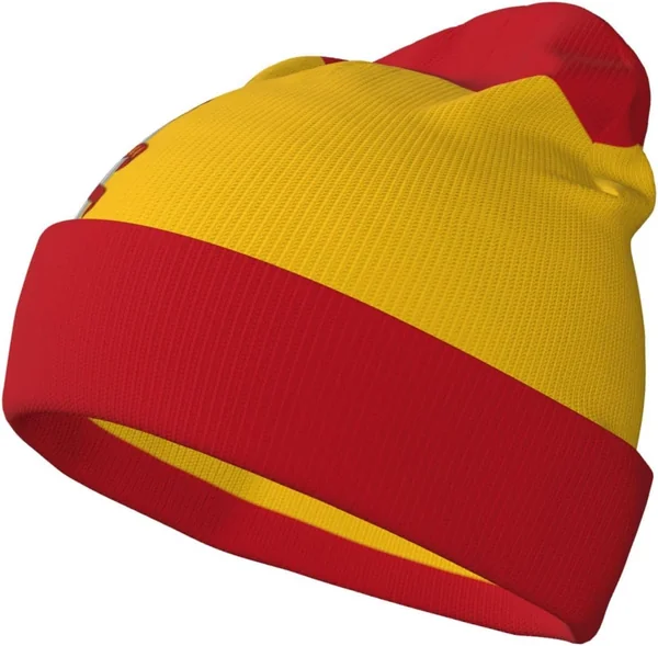 Gorro de punto unisex con estampado de bandera de España, gorro de invierno suave para hombres 