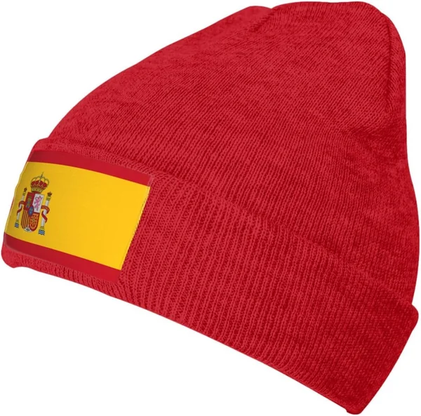 Gorros unisex de punto con la bandera de España, gorros vintage para hombres y mujeres, accesor