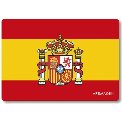 Imán Bandera España con Escudo 80x55 mm. Flexible, Imanes de España, Grosor 1 mm, Laminado