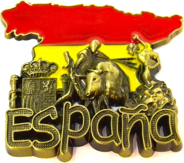 3D imán de Nevera Metal. 8cm x 6cm torro, Bandera, bailaora de Flamenco español. Bandera de esp