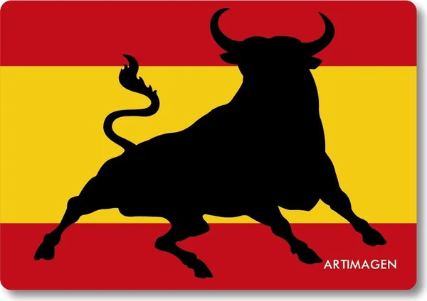 Artimagen Imán Bandera España con Toro Saltando 80x55 mm.