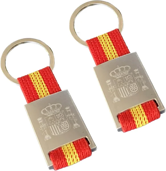 Durabol Llavero Grabado por láser.Bandera lona de España de Metal/Tela.conmemorativo histórico 