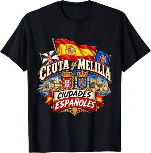 Camiseta Ceuta y Melilla Ciudades Españolas con Bandera de España