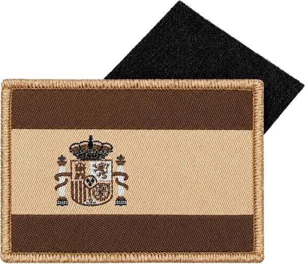 Parche Táctico Bordado Bandera España - Escudo bordado - Parche Militar - Parche Crossfit - Marrón Militar - 75 x 50 mm