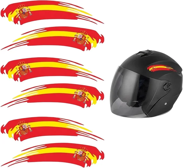 Pack de 6 Pegatinas Bandera de España para Coche, Moto, Casco y Bicicleta, Adhesivos España de 