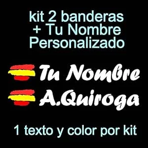Pegatina Vinilo Bandera España + tu Nombre - Bici, Casco, Pala De Padel, Monopatin, Coche, Moto