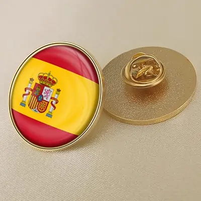 Pin España Bandera Española Broche De Esmalte,Alfileres De Esmalte Creativos A Granel (Circular)