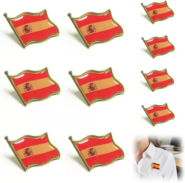 10 Piezas Bandera de España Pin Badge Metal Esmalte Broche Español Novedad Regalo Lapel Lazo In