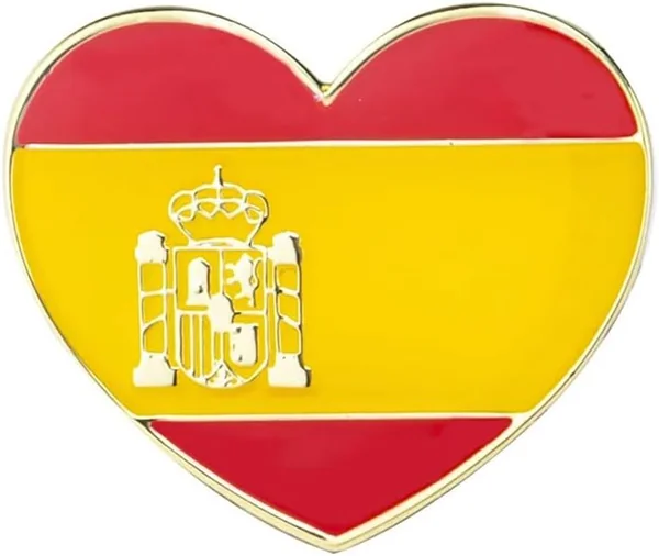 Pin de metal esmaltado con bandera de corazón de España
