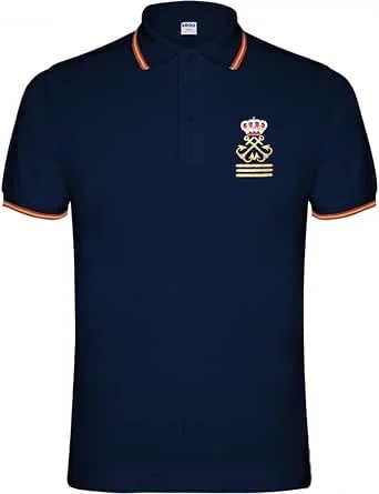 Polo Bandera España en Cuello y Mangas. Bordado Capitán ó Patrón de Yate