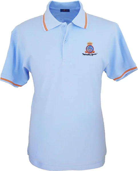 Polo Patrulla Águila para Hombre, Color Blanco, Bandera España en Cuello y Mangas, 100% algodón