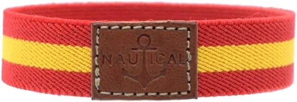 BDM - Pulsera elástica de la Bandera de España con Cuero Nautica