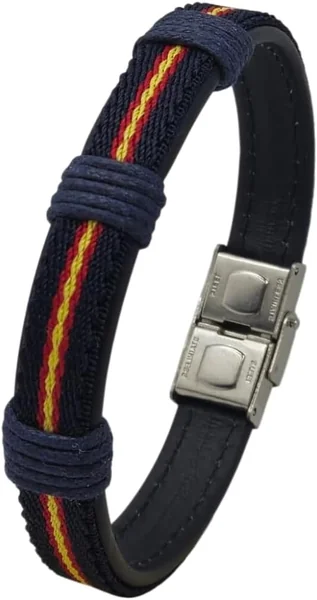 Pulsera españa hombre - Pulsera bandera españa con triple nudo. Ajustable hasta 21 cm con cierr