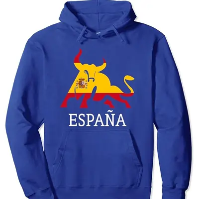 España Bandera Española Souvenir Toro España Bull Silhouette Sudadera con Capucha