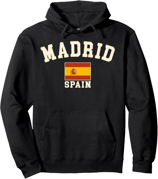 Vintage Madrid España Bandera España Recuerdo Retro Sudadera con Capucha