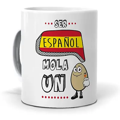 Taza Ser Español mola un huevo
Taza cerámica de primera calidad
Resistente a microondas y lavavajillas. 80 x 95 mm. La ilustracion esta...