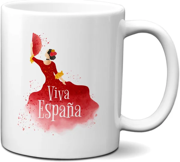 Taza España Viva España Flamenca- Taza Souvenir España Recuerdo ceramica 330 mL