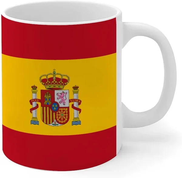 Tazas de café con diseño de bandera de la ciudad blanca de España, tazas de cerámica con acento